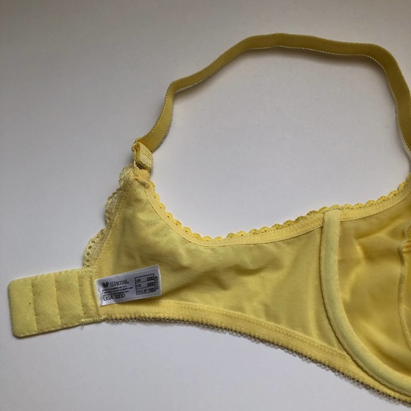 Wacoal Classic Yellow Sheer Lace Unlined Full Coverage Bra 855115 32DD/32E - Picture 9 of 12